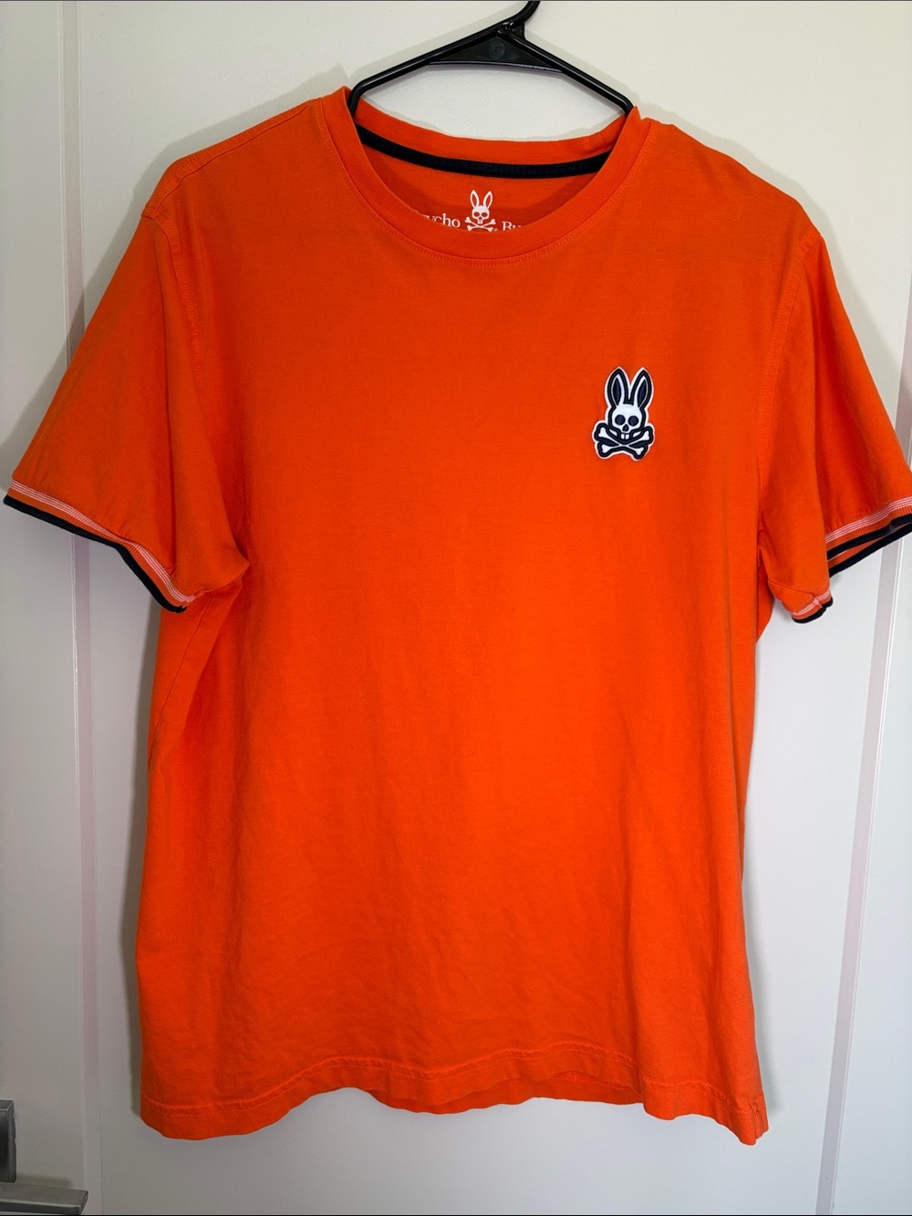 Psycho Bunny Orange Crewneck with Black-Trim Logo SZ 5/men’s medium